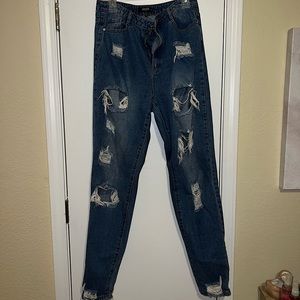 Misguided Dark Washed Straight Legged Jeans size 12 Tall